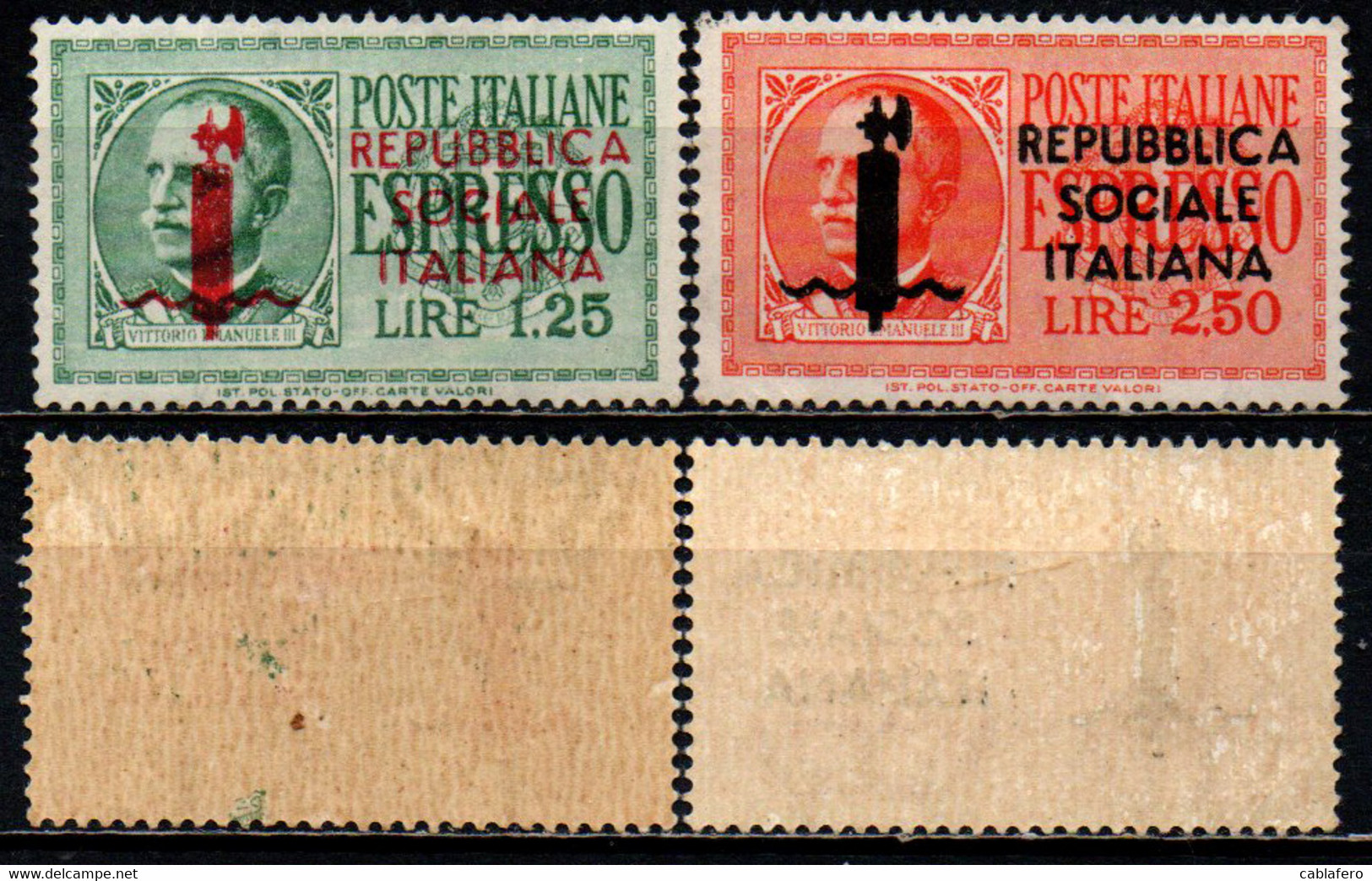 ITALIA RSI - 1944 - EFFIGIE DEL RE VITTORIO EMANUELE III CON SOVRASTAMPA - MH - Express Mail