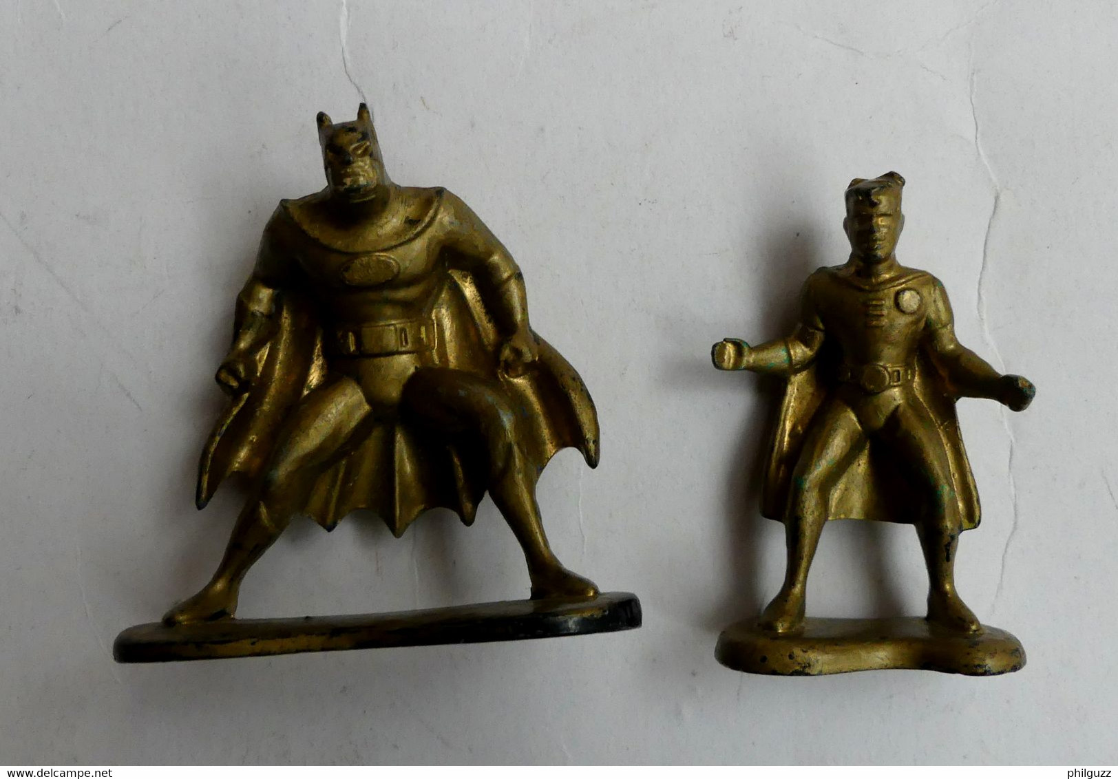 FIGURINES BATMAN ET ROBIN En Métal ERTL 1992 Repeinte Couleur Or - Batman