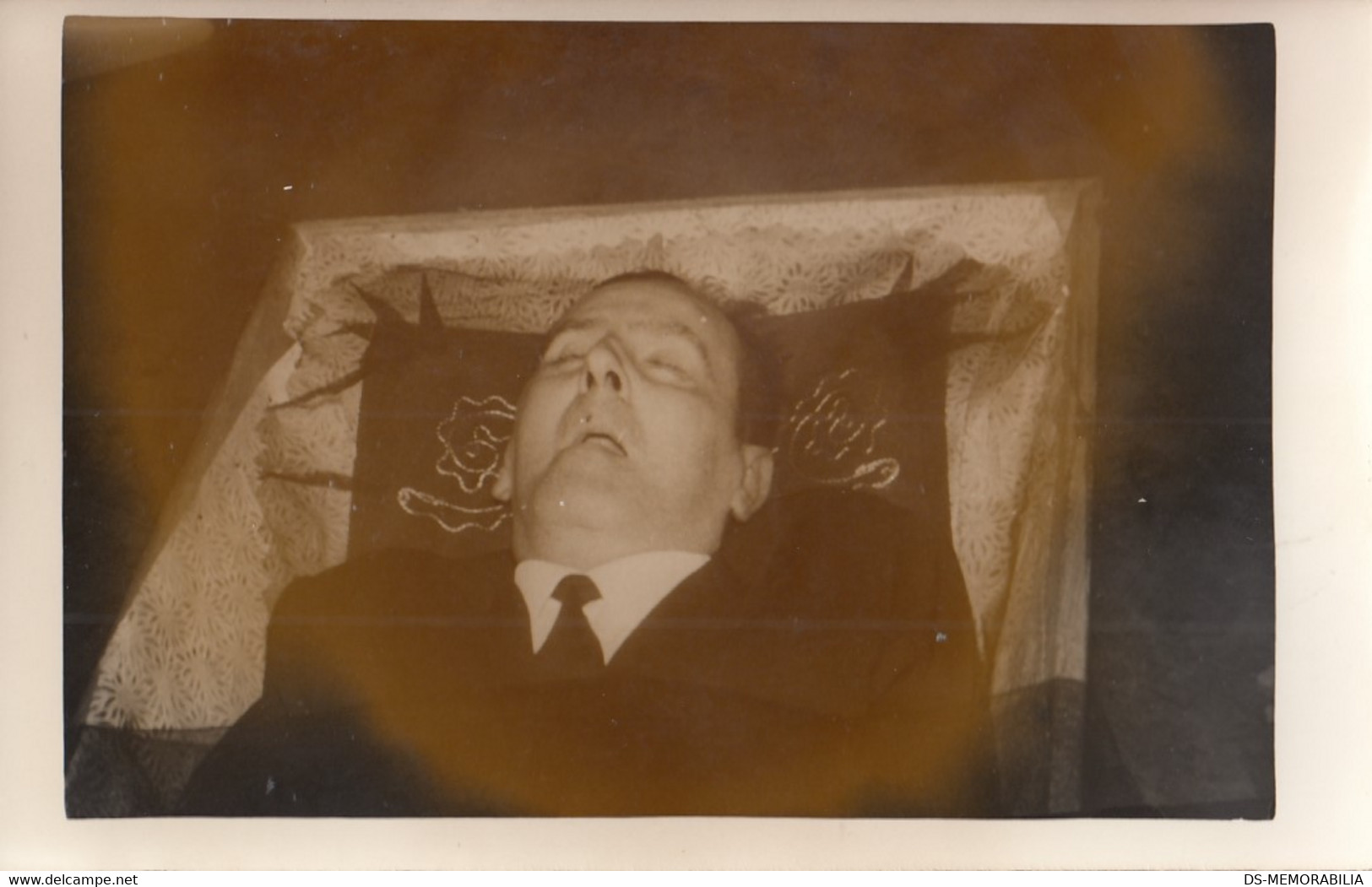 Post Mortem Dead Man Corpse Funeral Old Original Photo Bizarre Mourning - Funérailles