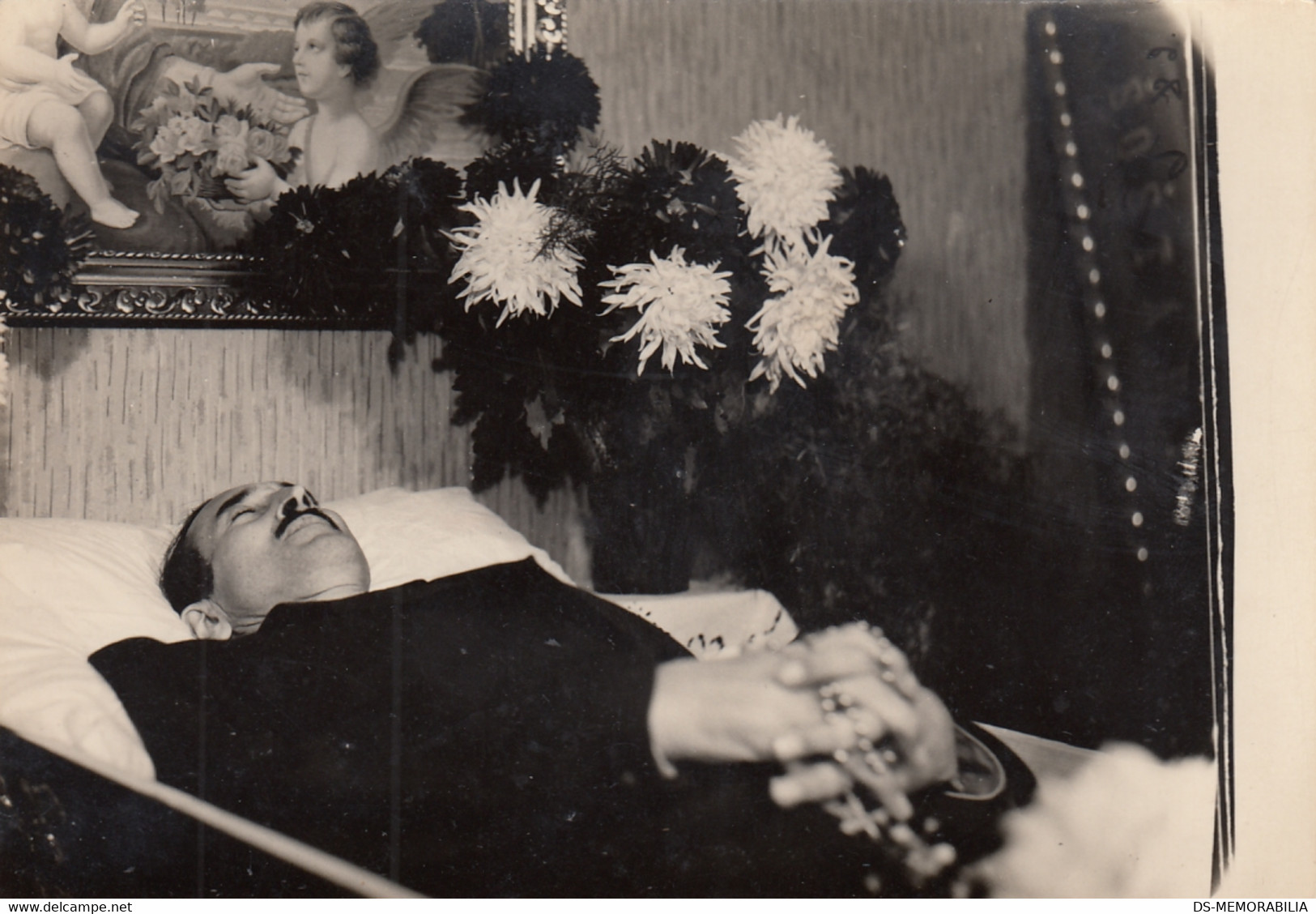 Post Mortem Dead Man Corpse Funeral Old Original Photo Bizarre Mourning - Funérailles