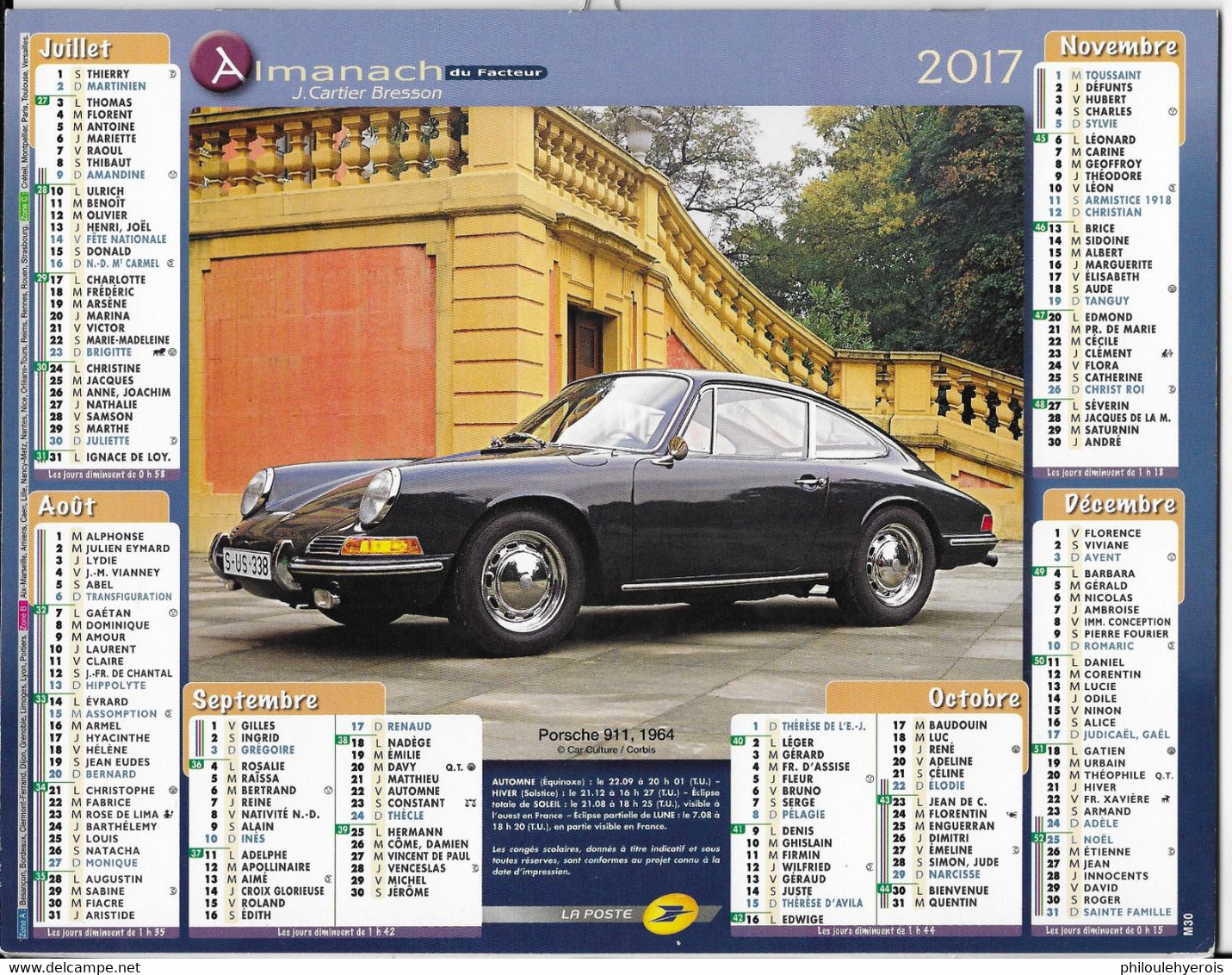 CALENDRIER 2017 VOITURES PORSCHE 911 1964 ET AUSTIN HEALEY MK 2 1962 - Grand Format : 2001-...