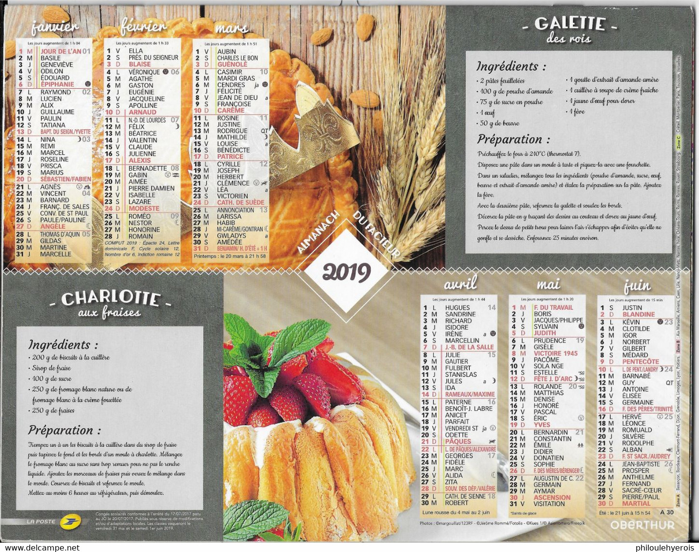 CALENDRIER 2019 RECETTES CUISINE DESSERT - Grand Format : 2001-...