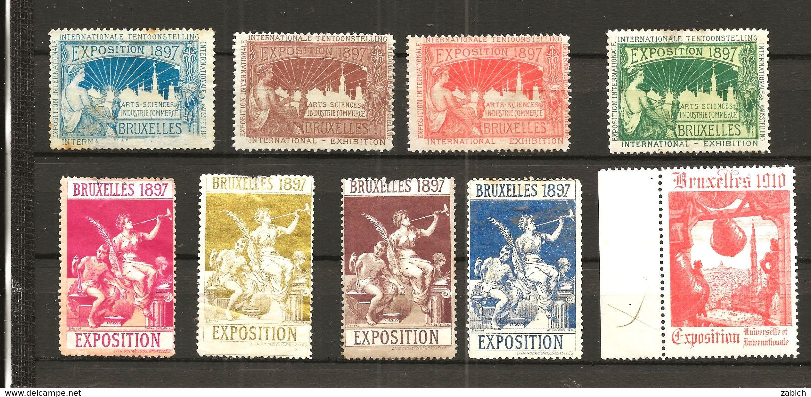 FRANCE   9 VIGNETTES  FOIRE EXPOSITION BRUXELLES 1897 ET 1910 - Sonstige & Ohne Zuordnung