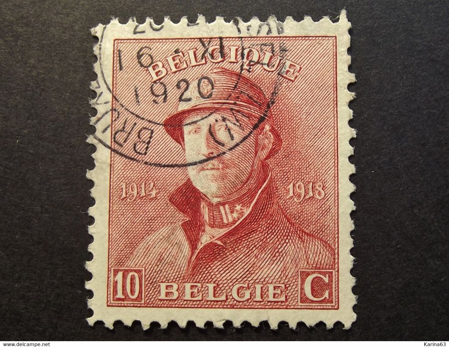 Belgie Belgique - 1919 -  OPB/COB  N° 168 -  10 C  - Obl. Brussel  1920 -  Albert I Met Helm - Roi Casqué - 1919-1920 Albert Met Helm