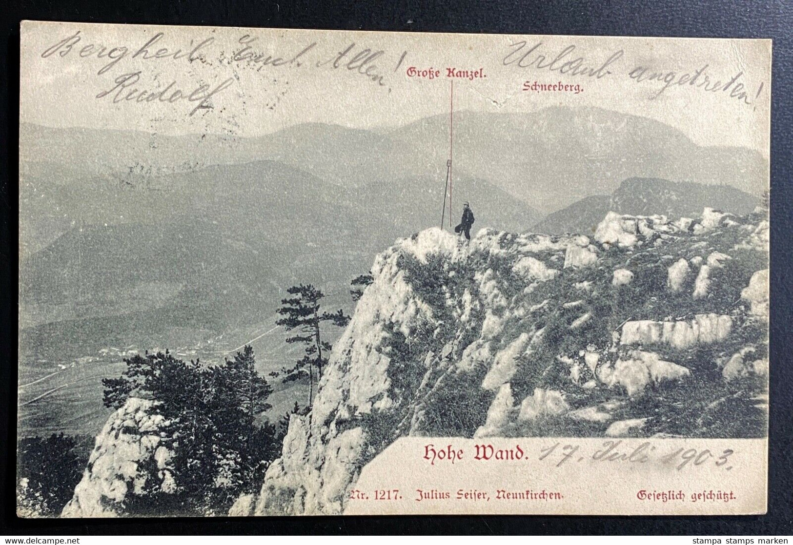 AK Litho Hohe Wand Große Kanzel Schneeberg Gestempelt 1903 - Schneeberggebiet