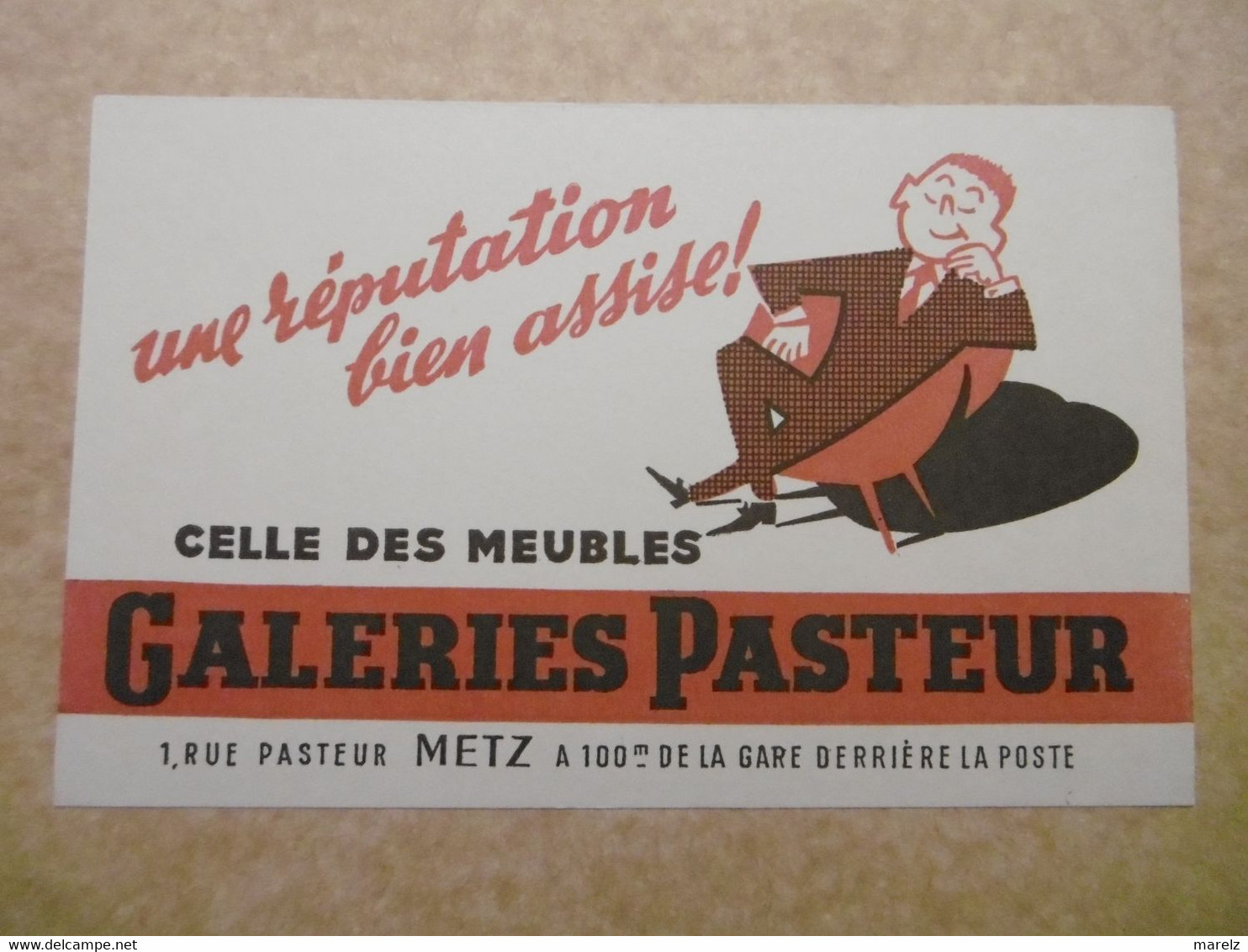 Buvards - GALERIES PASTEUR, Rue Pasteur à METZ - Vieux Papiers Buvard Publicitaire MEUBLES 57 MOSELLE - M