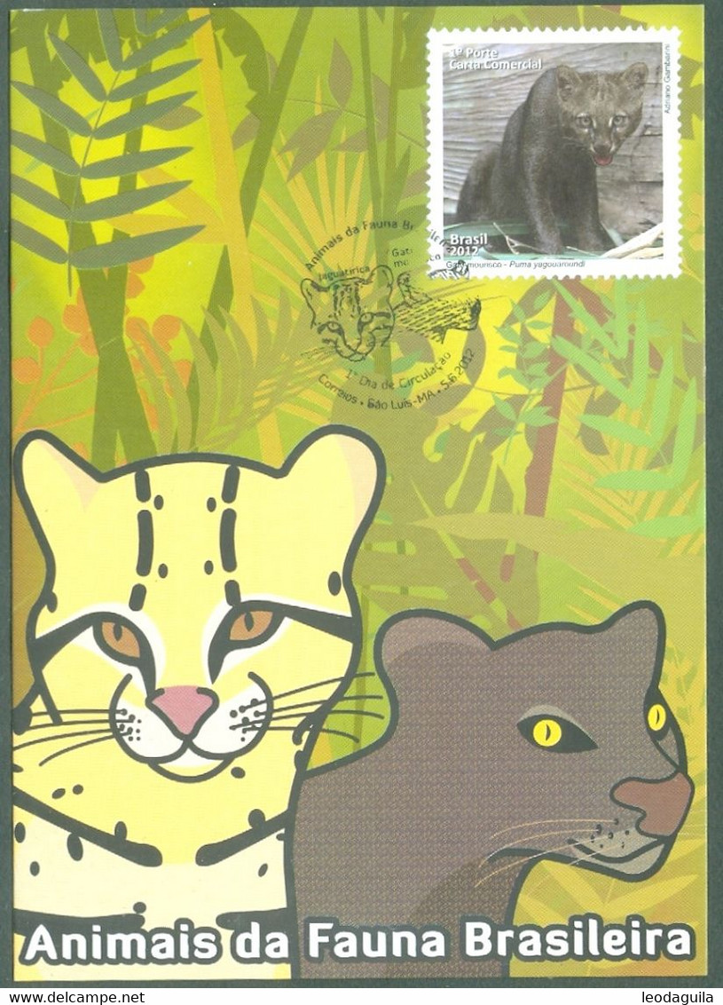 BRAZIL #3220 - MAXCARDS Nº 277 -  BRAZILIAN FAUNA : GATO MOURISCO -  2012 - Maximumkaarten