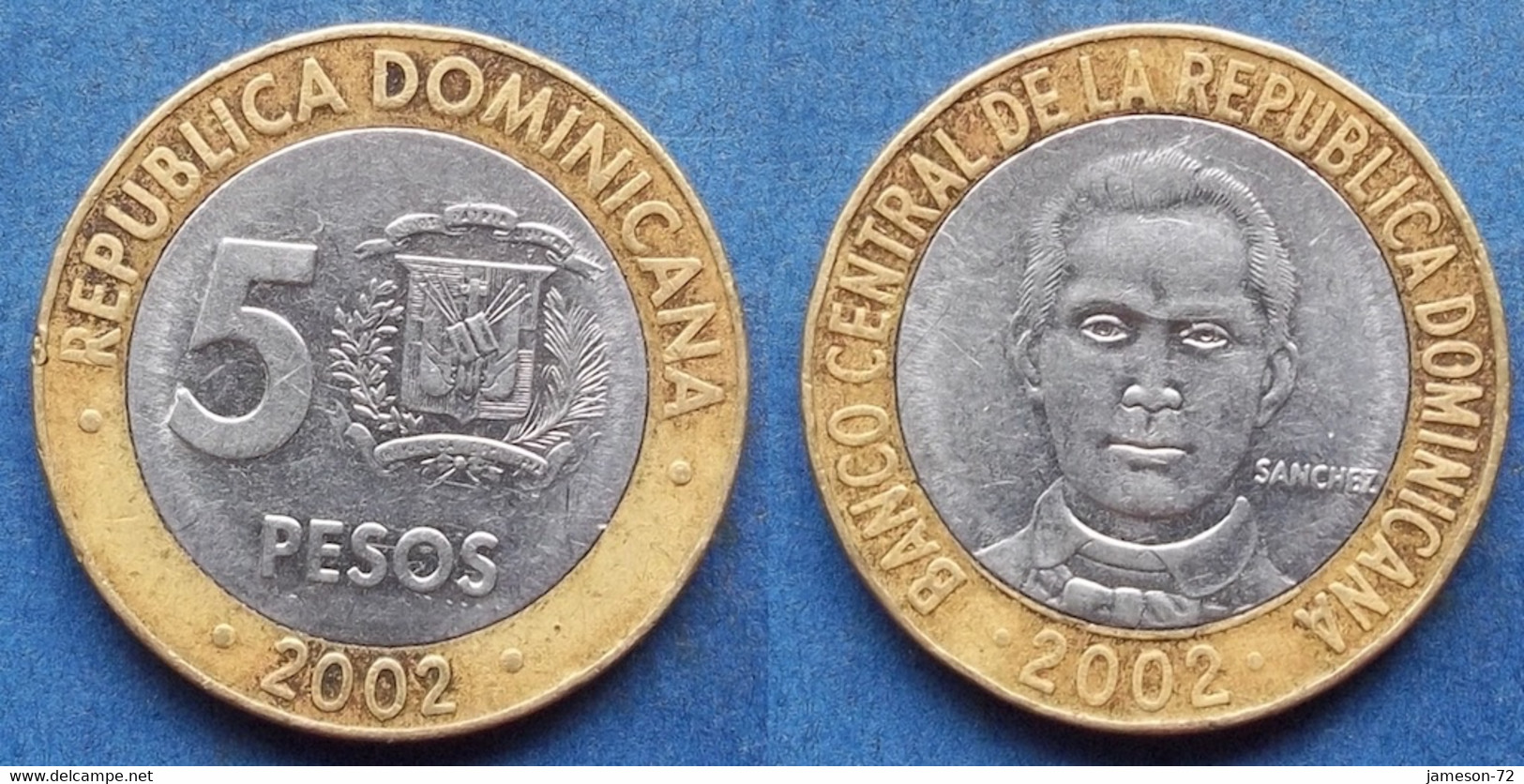 DOMINICAN REPUBLIC - 5 Pesos 2002 KM# 89 Bi-metallic - Edelweiss Coins - Dominikanische Rep.