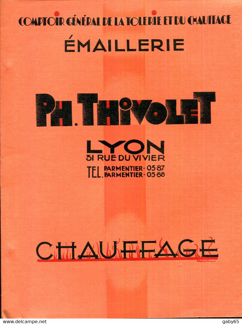 LYON.CATALOGUE.COMPAGNIE DE LA TOLERIE & DU CHAUFFAGE.EMAILLERIE.PH.THIVOLET 31 RUE DU VIVIER. - Non Classés