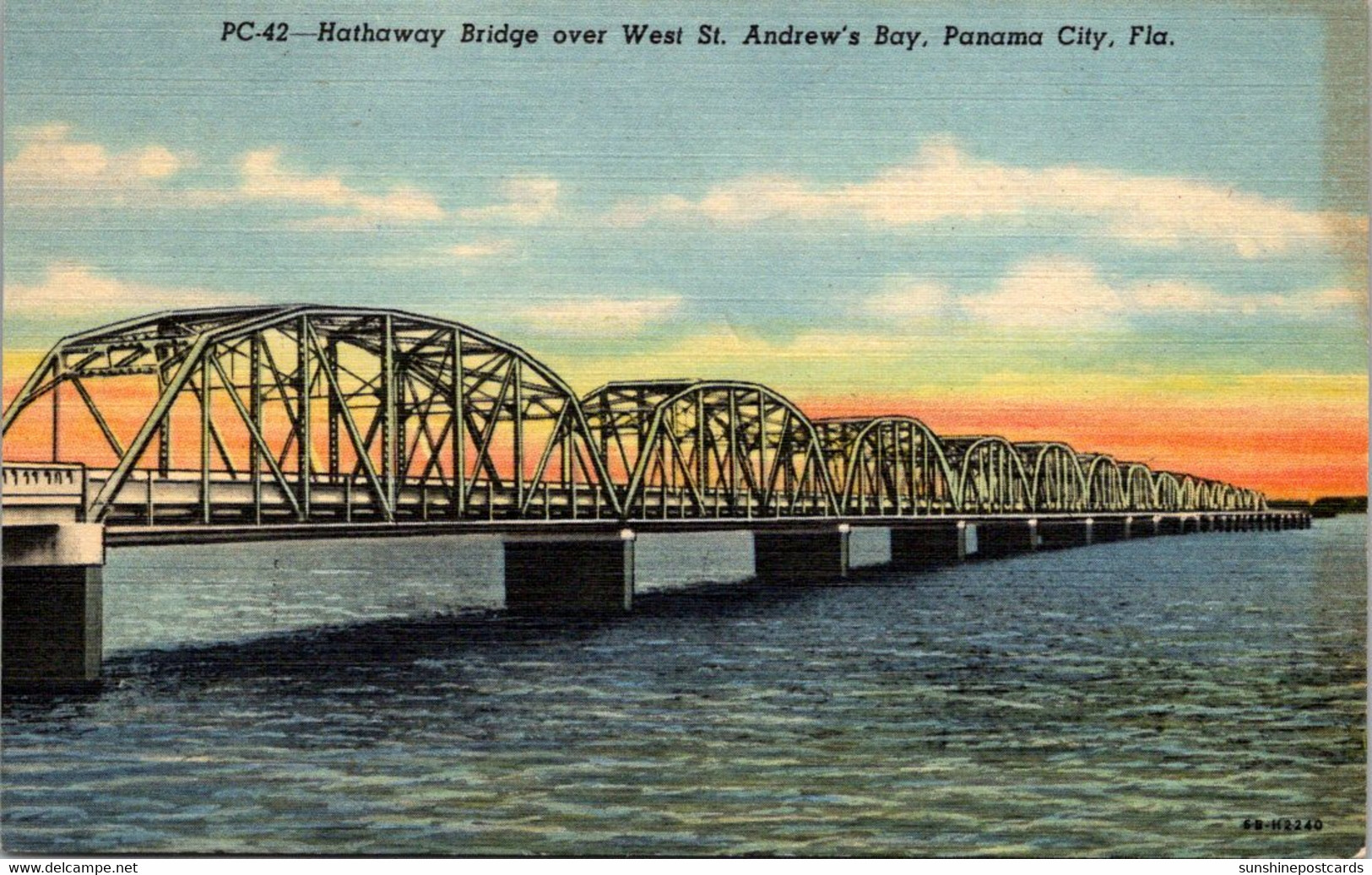 Florida Panama City Hathaway Bridge Over West St Andrews Bay Curteich - Panama City