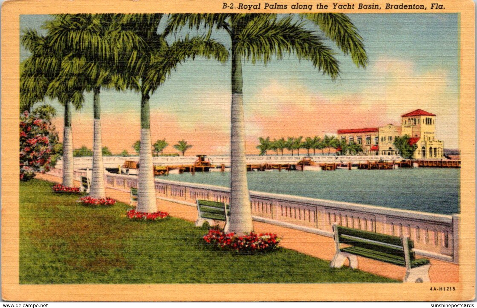 Florida Bradenton Royal Palms Along The Yacht Basin 1948 Curteich - Bradenton