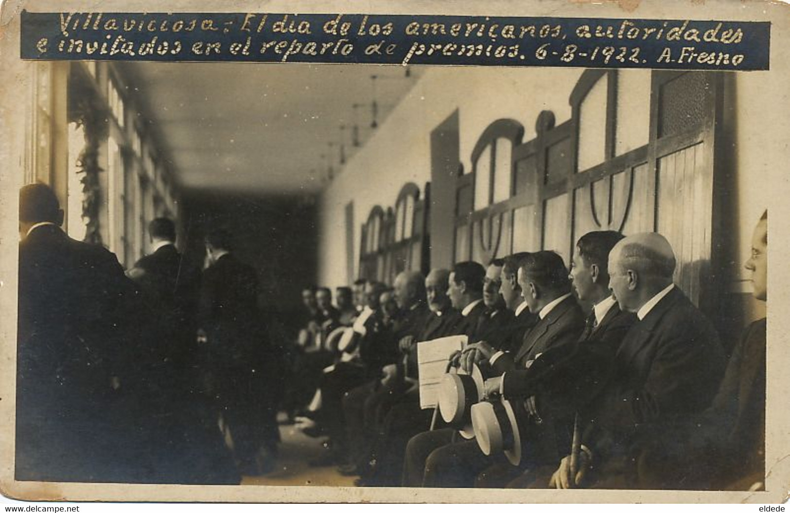 Real Photo Villaviciosa El Dia De Los Americanos Autoridades Reparto De Premios 6/8/1922 A. Fresno - Asturias (Oviedo)