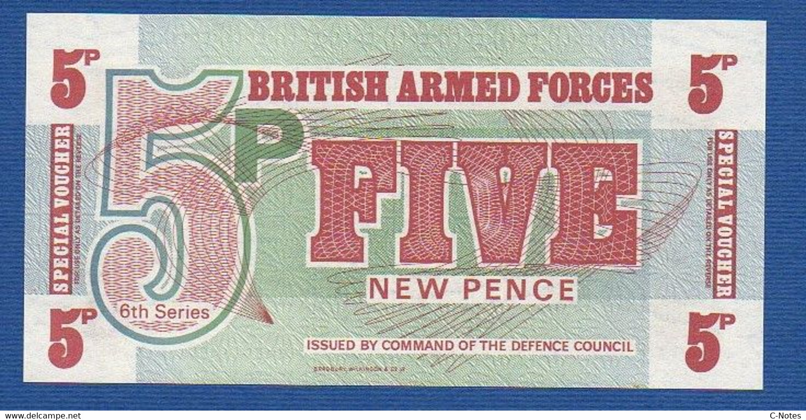 GREAT BRITAIN - P.M47 – 5 New Pence ND (1972) UNC, No Serial, Printer Bradbury Wilkinson, New Malden - British Armed Forces & Special Vouchers