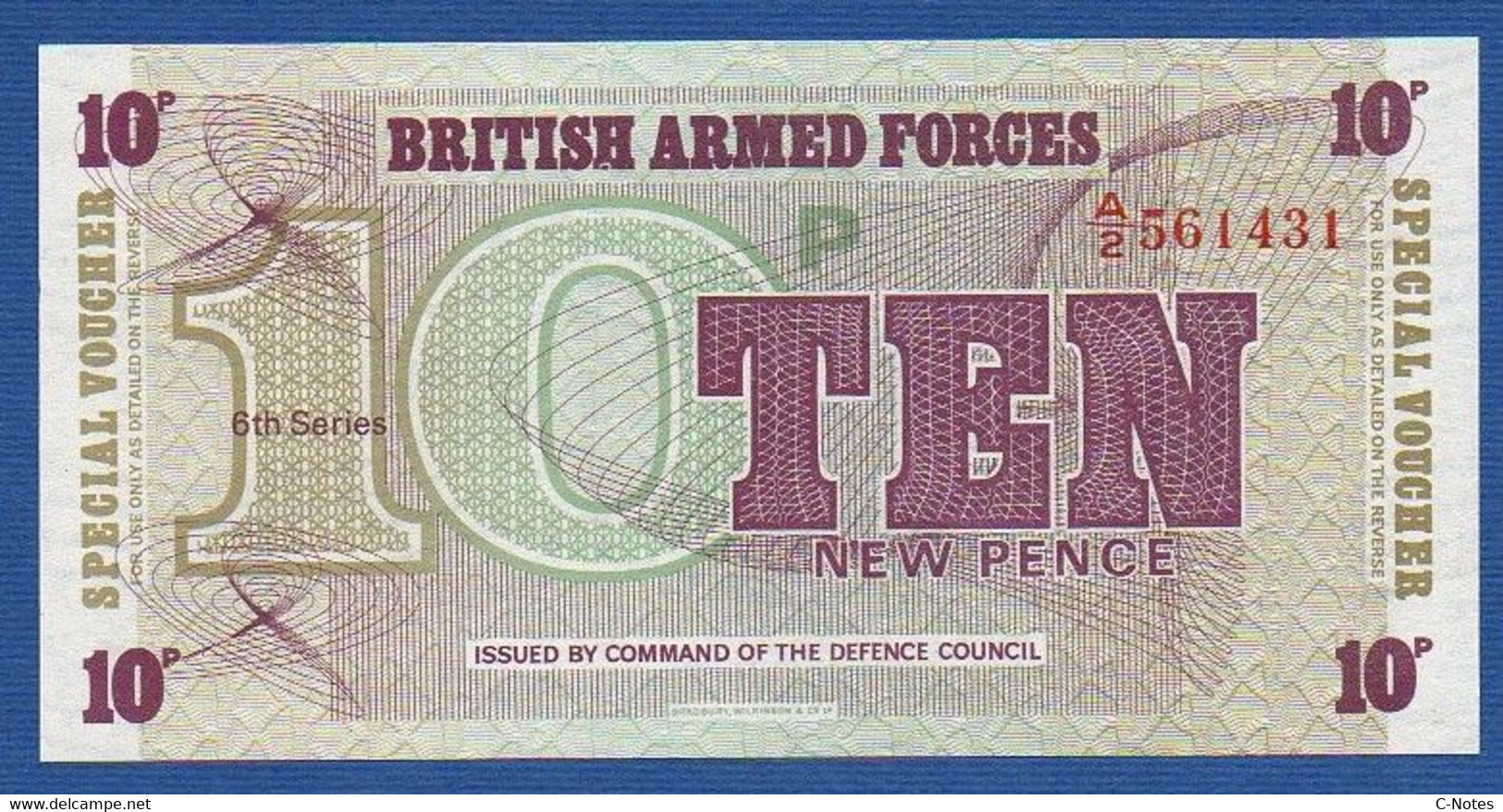 GREAT BRITAIN - P.M48 – 10 New Pence ND (1972) UNC, Serie A/2 561431, Printer Bradbury Wilkinson, New Malden - British Armed Forces & Special Vouchers