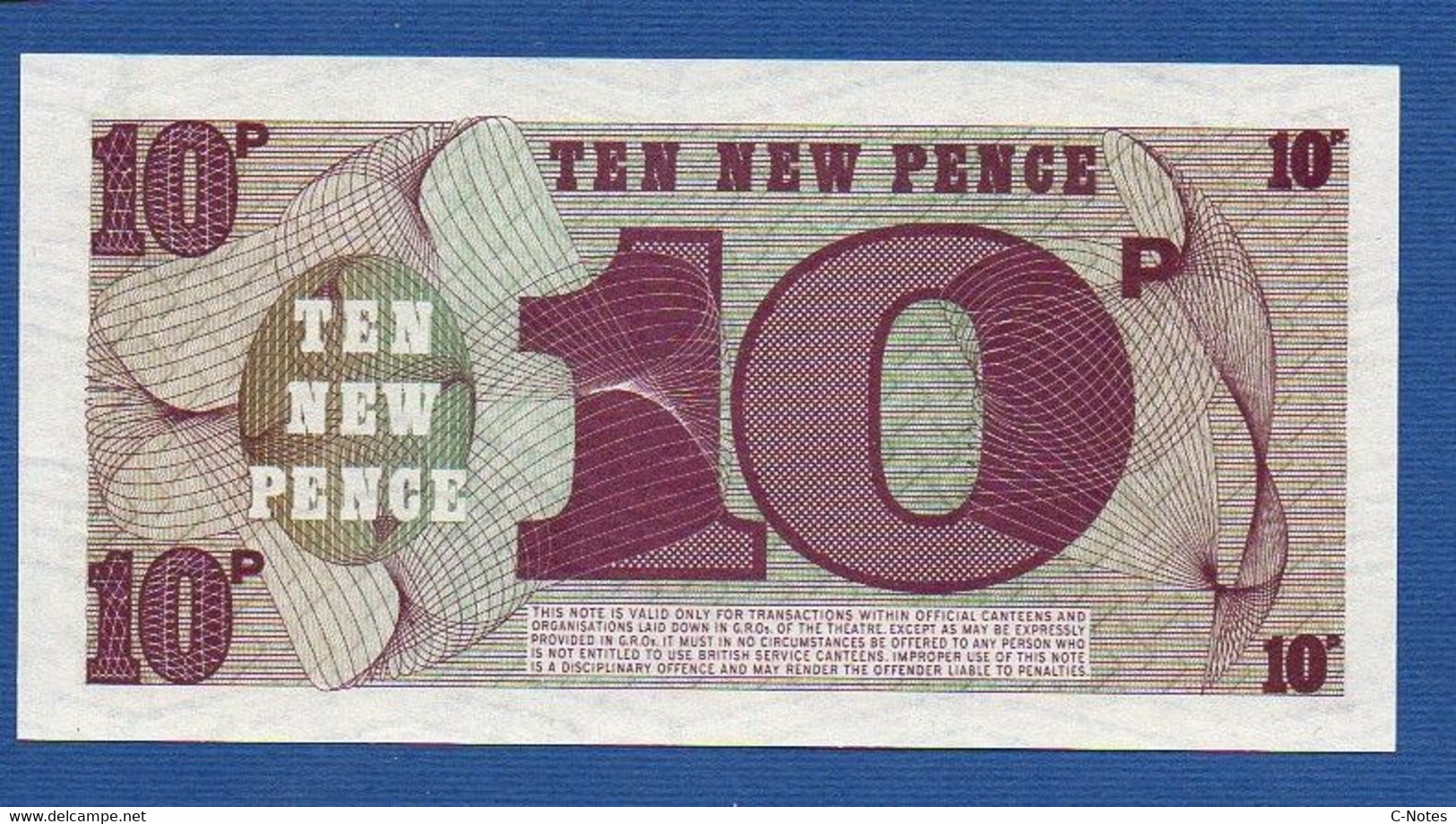 GREAT BRITAIN - P.M48 – 10 New Pence ND (1972) UNC, Serie A/2 561431, Printer Bradbury Wilkinson, New Malden - Fuerzas Armadas Británicas & Recibos Especiales