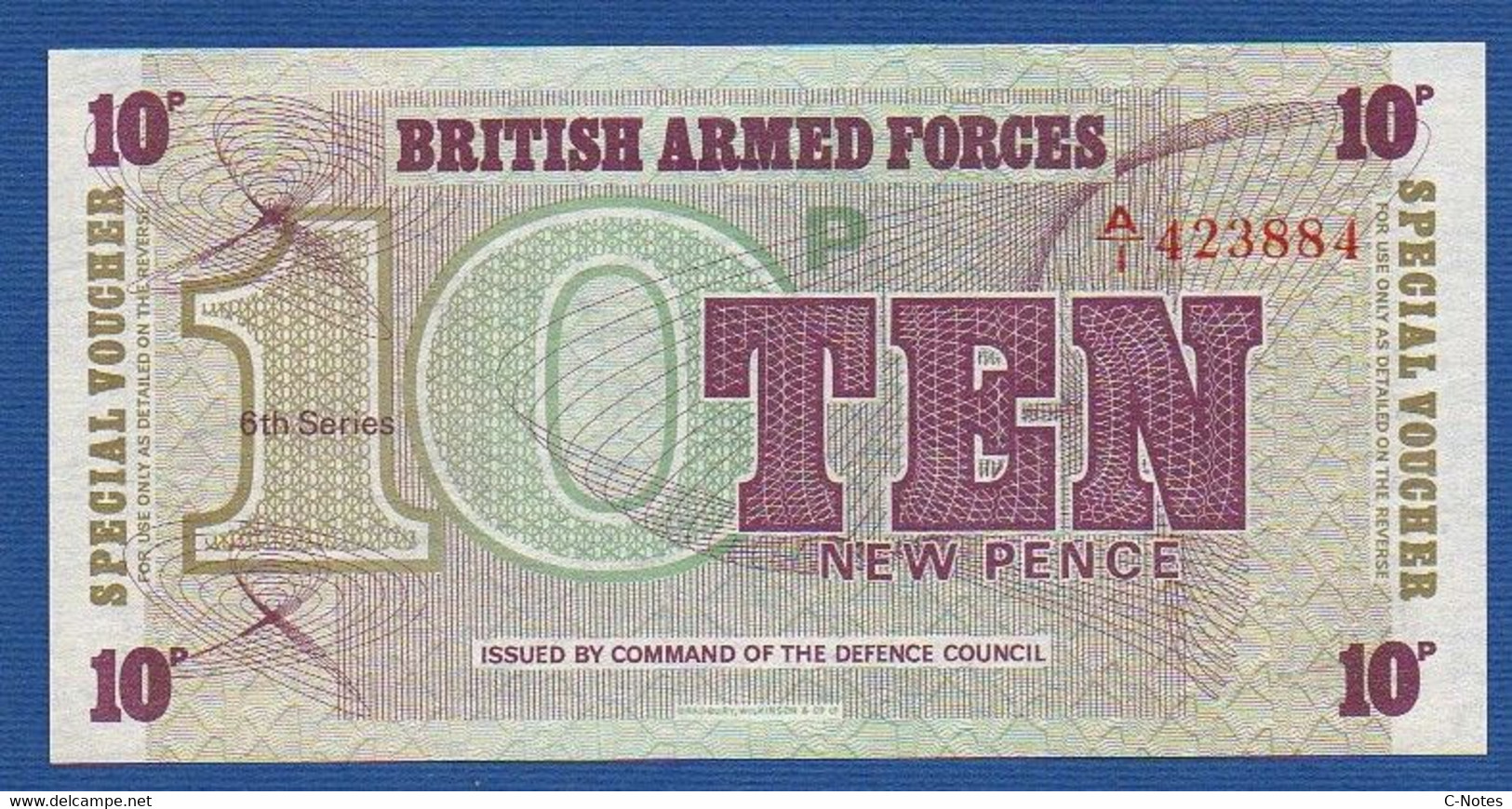 GREAT BRITAIN - P.M48 – 10 New Pence ND (1972) UNC, Serie A/1 423884, Printer Bradbury Wilkinson, New Malden - British Armed Forces & Special Vouchers