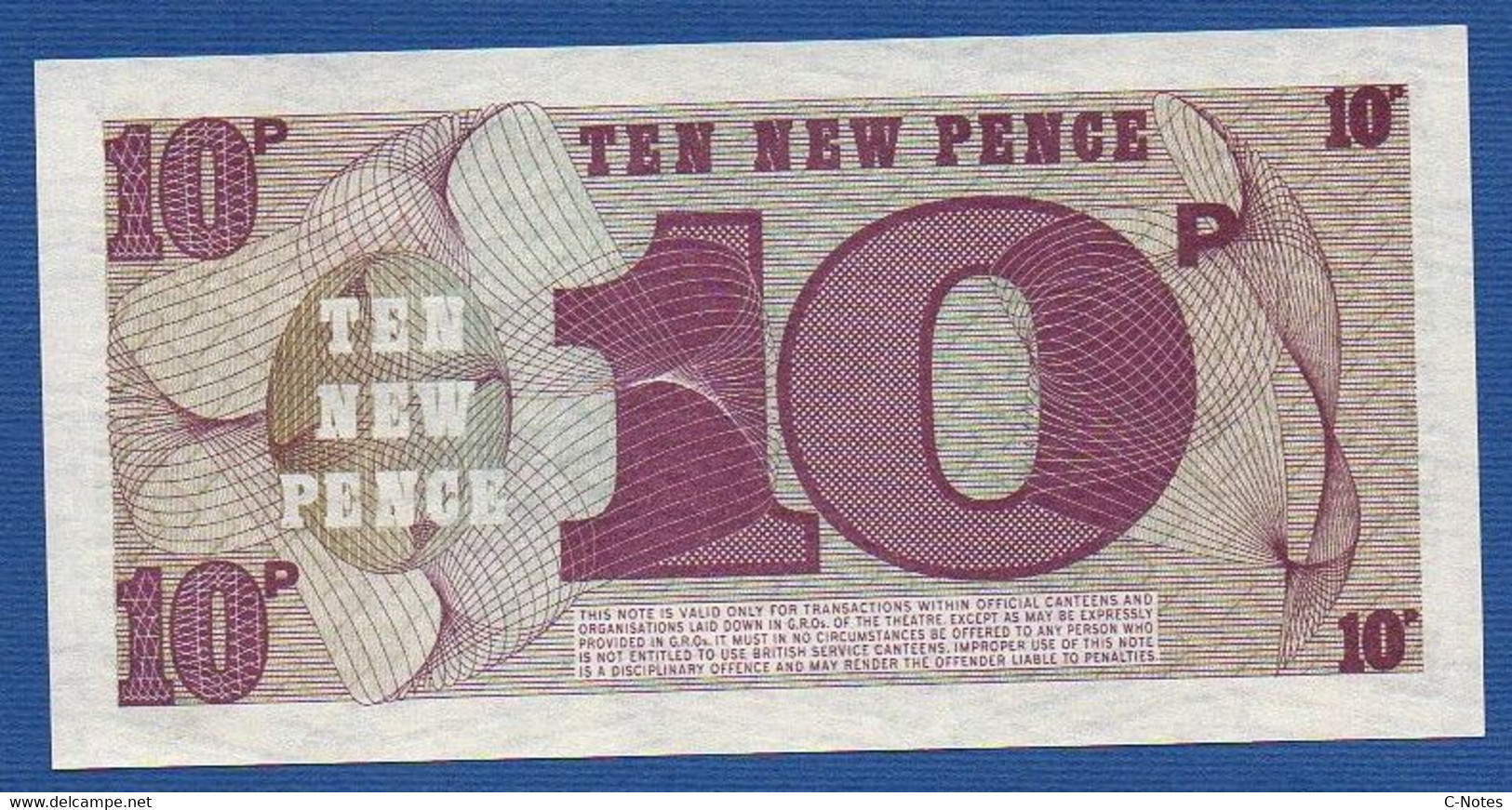 GREAT BRITAIN - P.M48 – 10 New Pence ND (1972) UNC, Serie A/1 423884, Printer Bradbury Wilkinson, New Malden - Forze Armate Britanniche & Docuementi Speciali