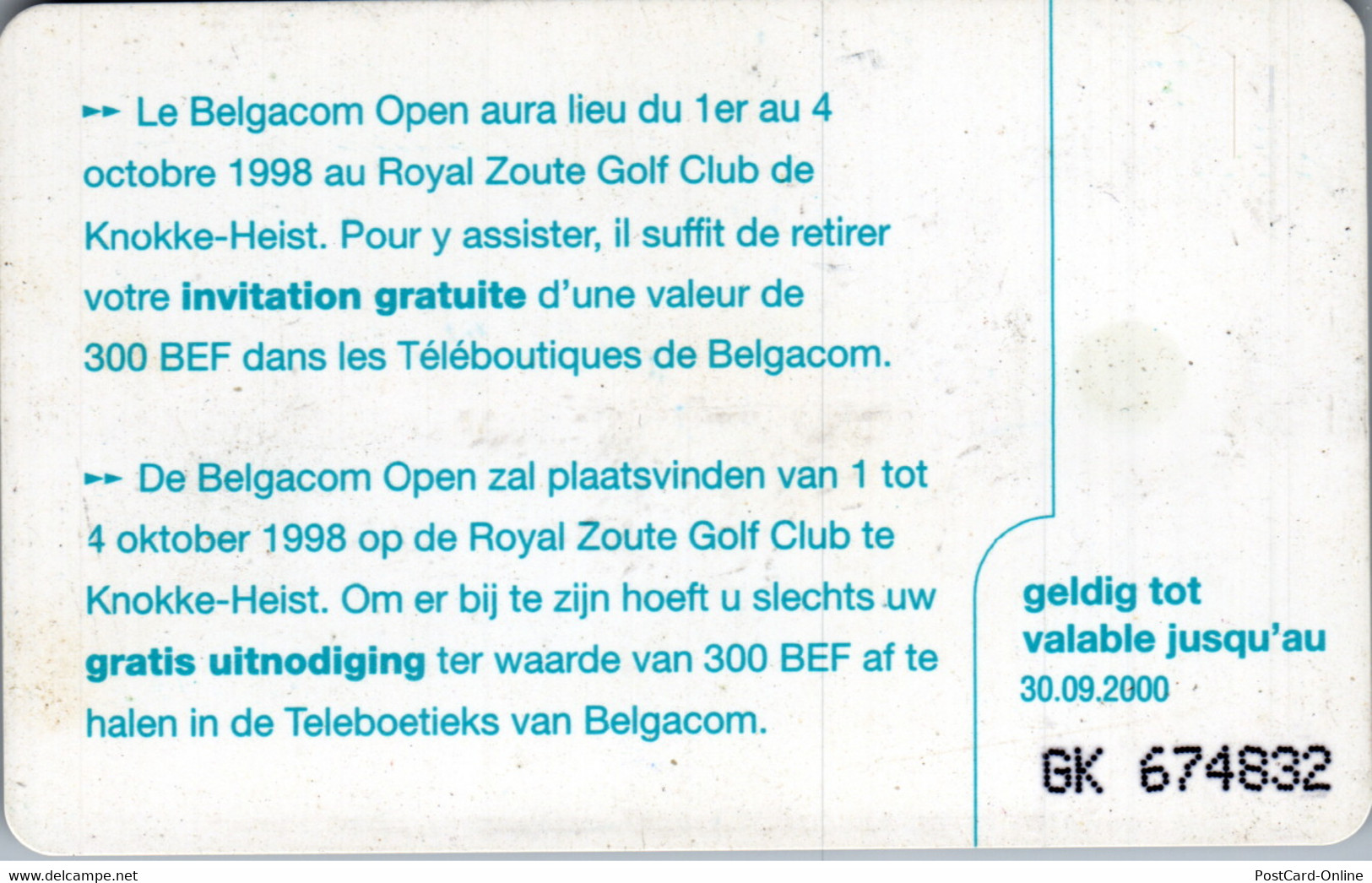 28748 - Belgien - Royal Zoute Golf Club , Knokke Heist - Mit Chip