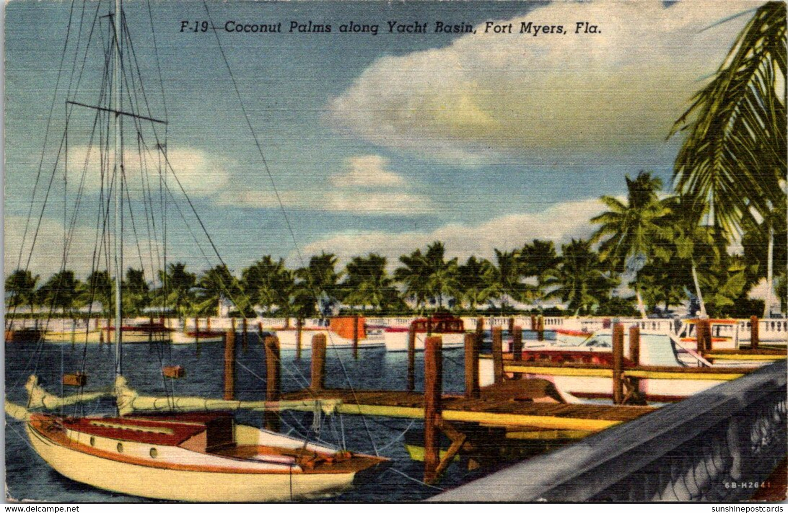 Florida Fort Myers Coconut Palms Along Yacht Basin 1958 Curteich - Fort Myers