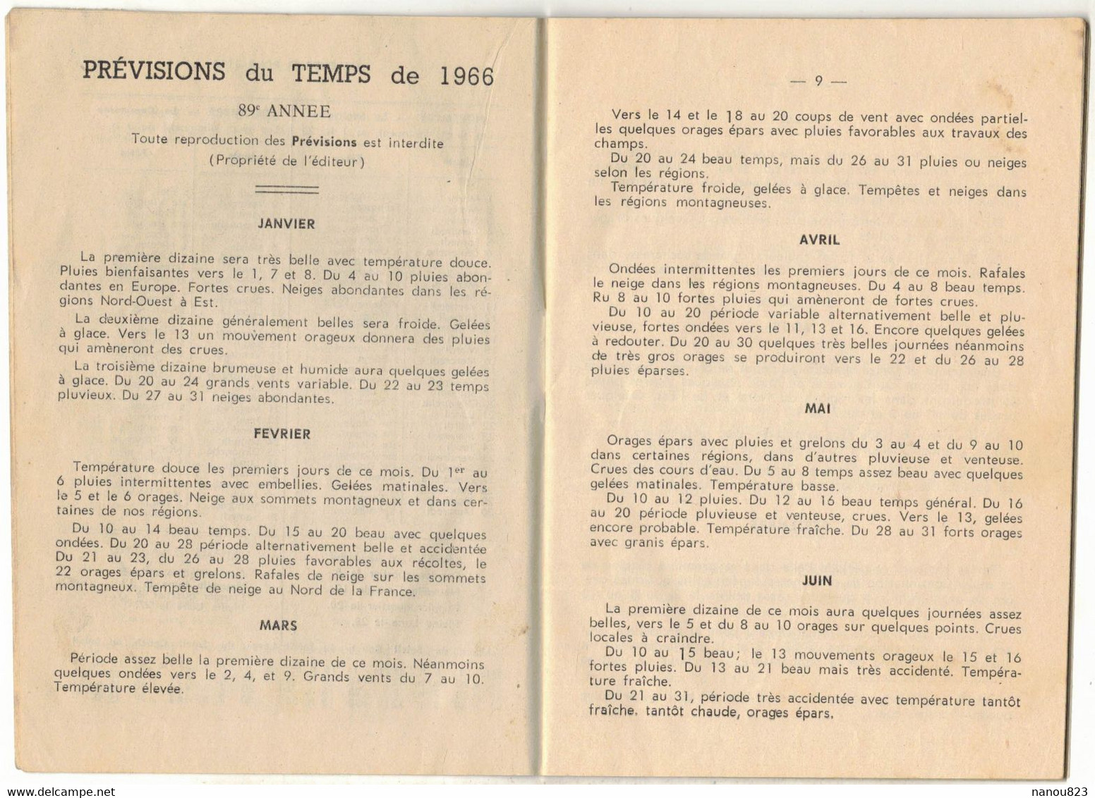 1966 ALMANACH FOIRES MARCHES HTE GARONNE ARIEGE AUDE AVEYRON GERS LANDES LOT TARN LOT ET GARONNE TARN E GARONNE PYRENEES