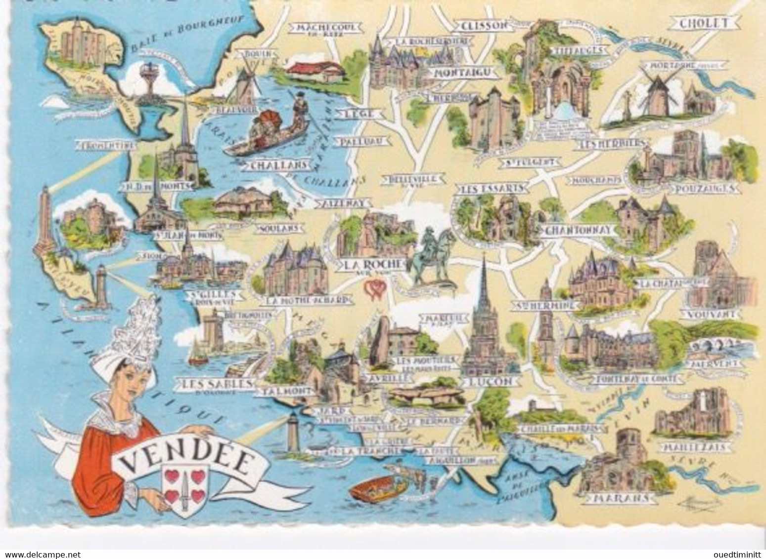 Belle Cpsm Dentelée Grand Format. Carte Géographique De Vendée - Carte Geografiche