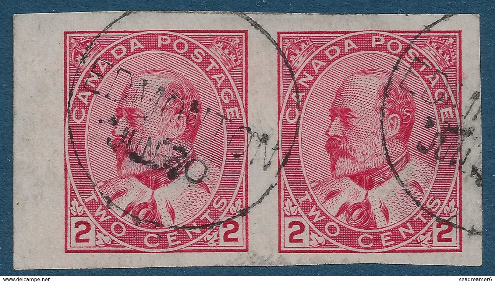 CANADA 1903 N°79 Paire Non Dentelé Oblitéré Dateur D'EDMONTON TTB - Gebruikt