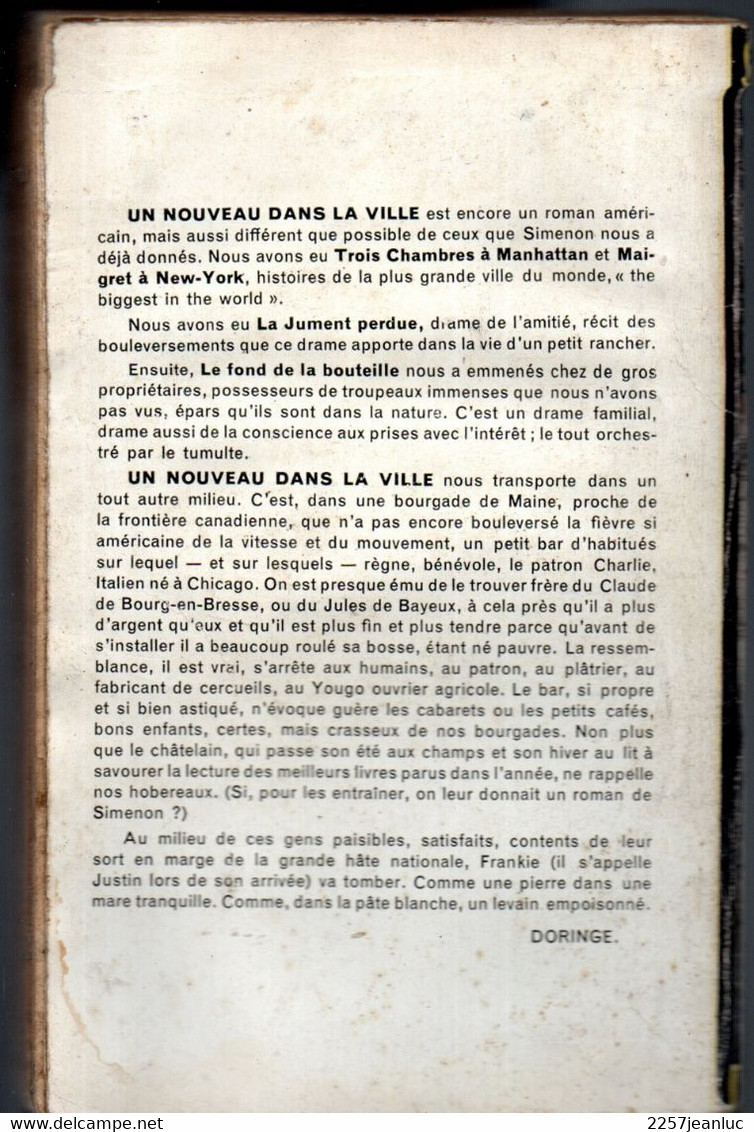 Romans Policier De Georges Simenon ( De 1949 )  Un Nouveau Dans La Ville   éditions Presses De La Cité - Simenon