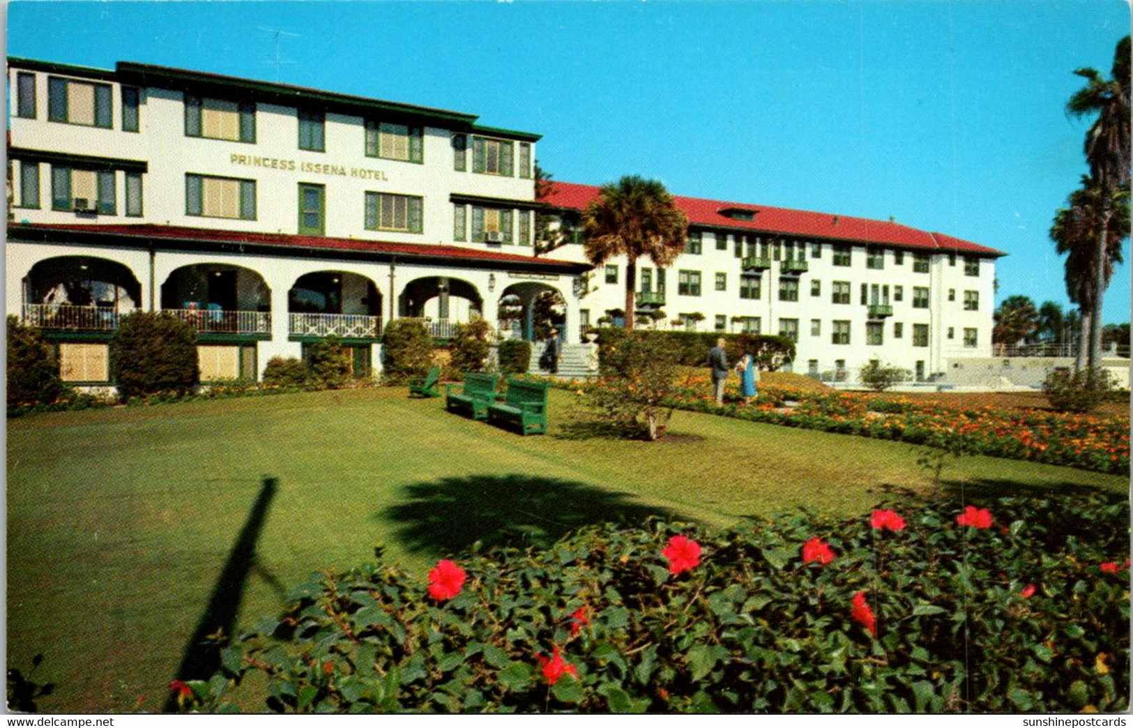 Florida Daytona Beach Princess Issena Hotel With Swimming Pool In Background 1969 - Daytona