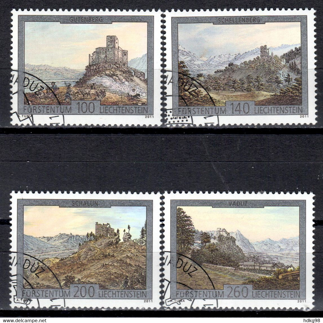 FL+ Liechtenstein 2011 Mi 1610-13 Burgen - Used Stamps