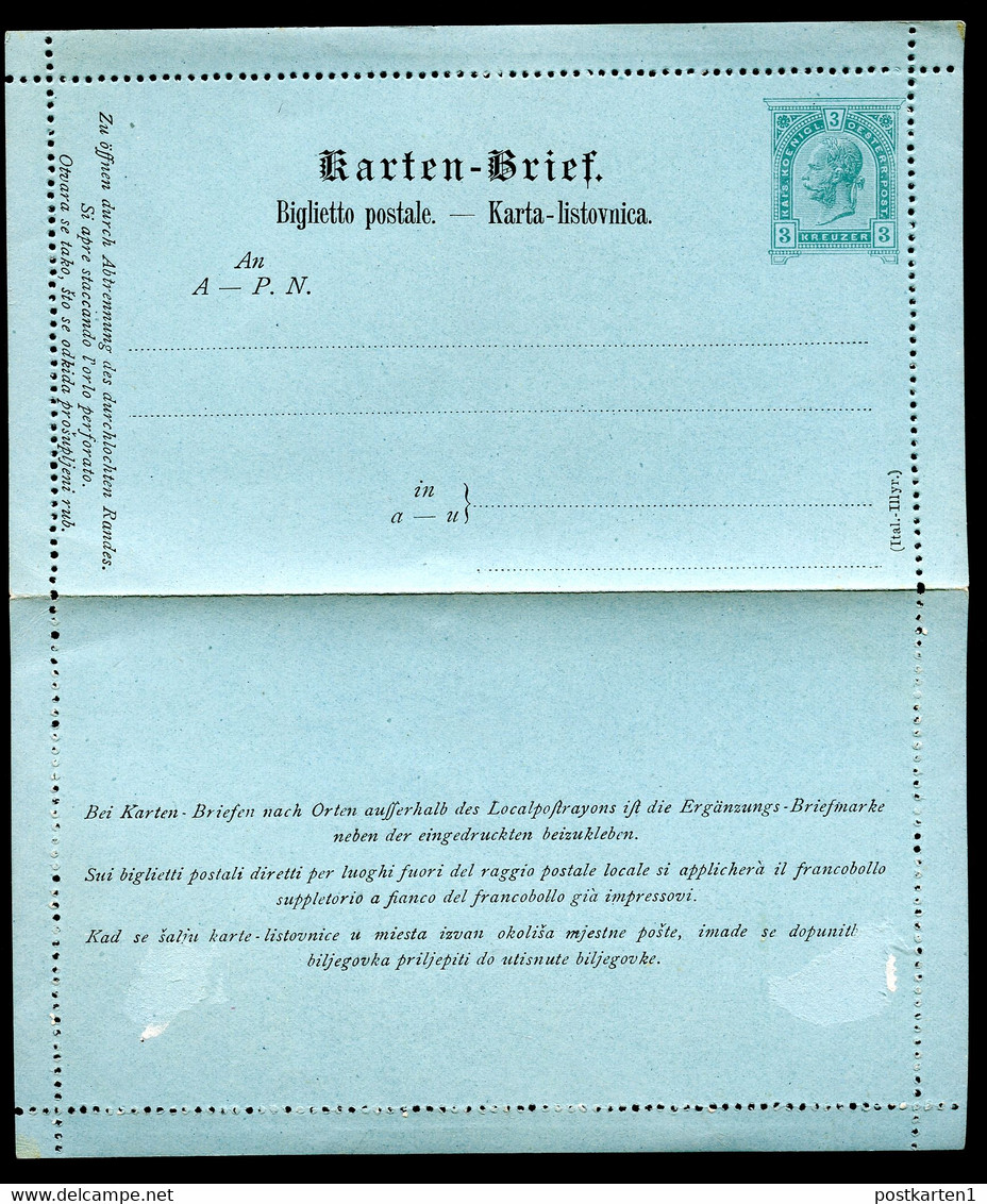ÖSTERREICH Kartenbrief K18 Aacher K18b Italienisch-illyrisch Gez. K11 1890 Kat. 14,00 € - Cartas-Letras