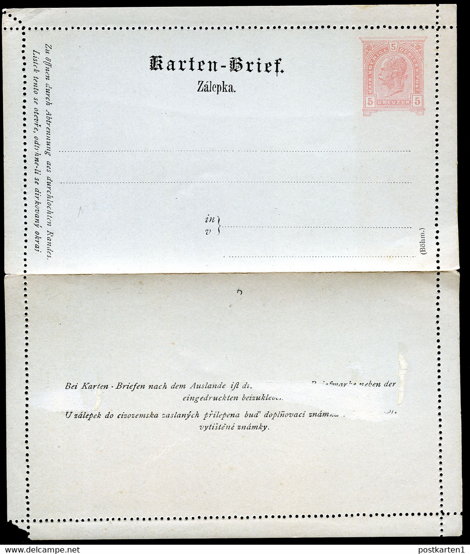 ÖSTERREICH Kartenbrief K23 Ascher K23a Böhmisch Gez. L11 VERZÄHNT 1890 - Cartas-Letras