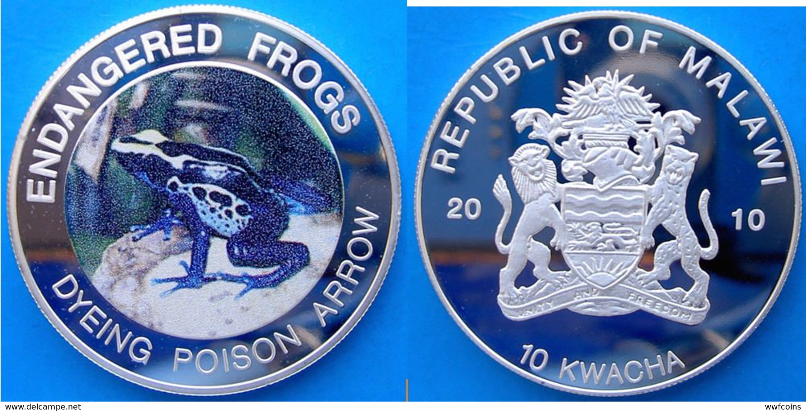 MALAWI 10X10 KWACHA 2010 RARE WILDLIFE DANGER FROG POISON DARWIN PANAMA AMAZON MINTAGE 1000 PCS UNC