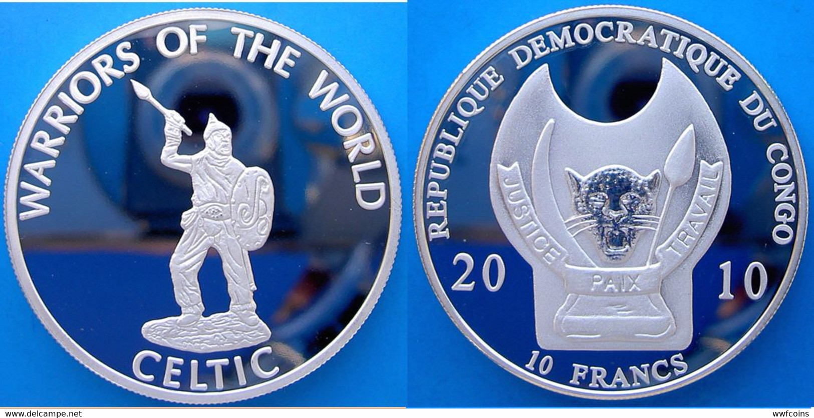 CONGO 12X10 F 2010 FROOF SILVER PLATED SERIE WARRIORS OF THE WORLD NINJA GLADIATOR ARCHER MINTAGE 1000 PCS WEIGHT 29,2g - Congo (Democratische Republiek 1998)