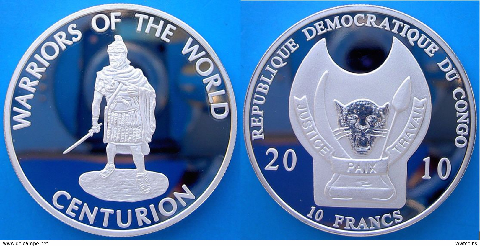 CONGO 12X10 F 2010 FROOF SILVER PLATED SERIE WARRIORS OF THE WORLD NINJA GLADIATOR ARCHER MINTAGE 1000 PCS WEIGHT 29,2g - Congo (Democratische Republiek 1998)