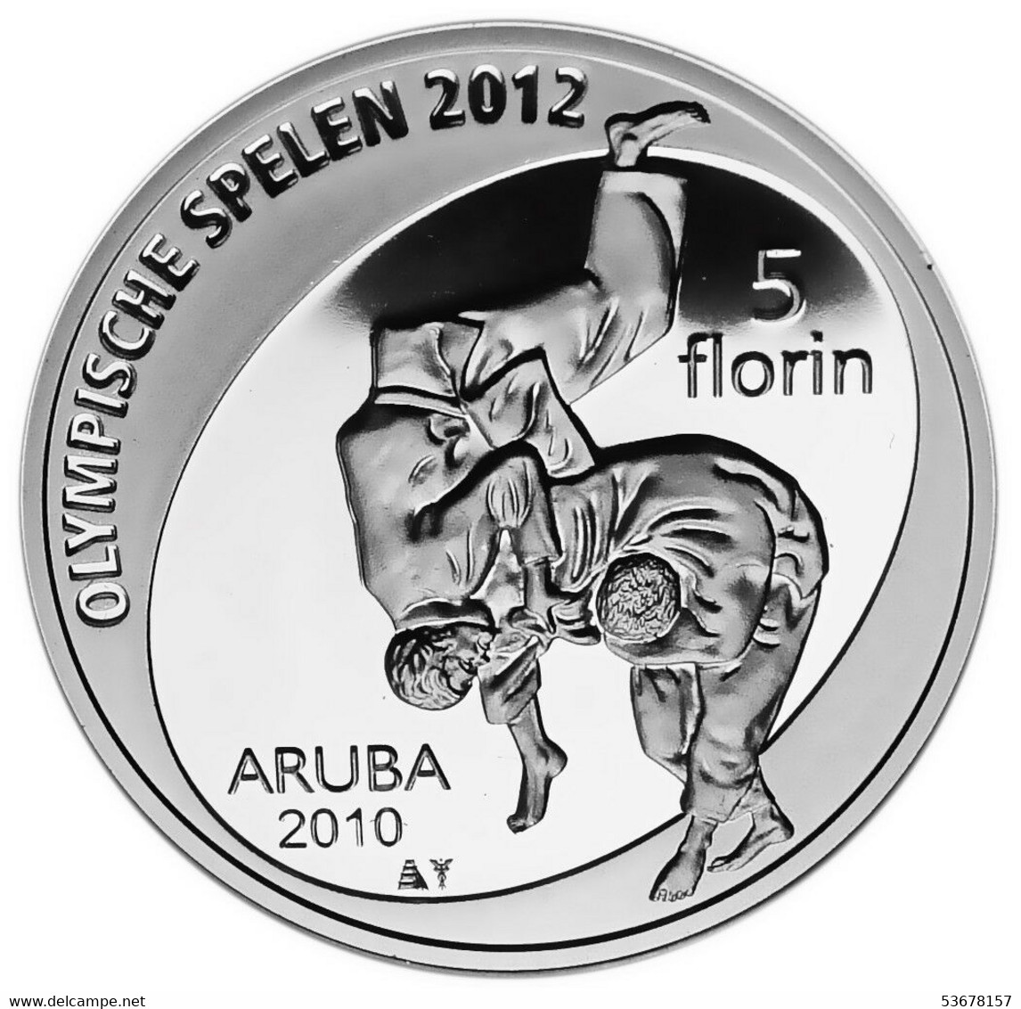 Aruba - 5 Florin, 2010 XXX Summer Olympic Games, London 2012, Silver Proof - Autres – Amérique