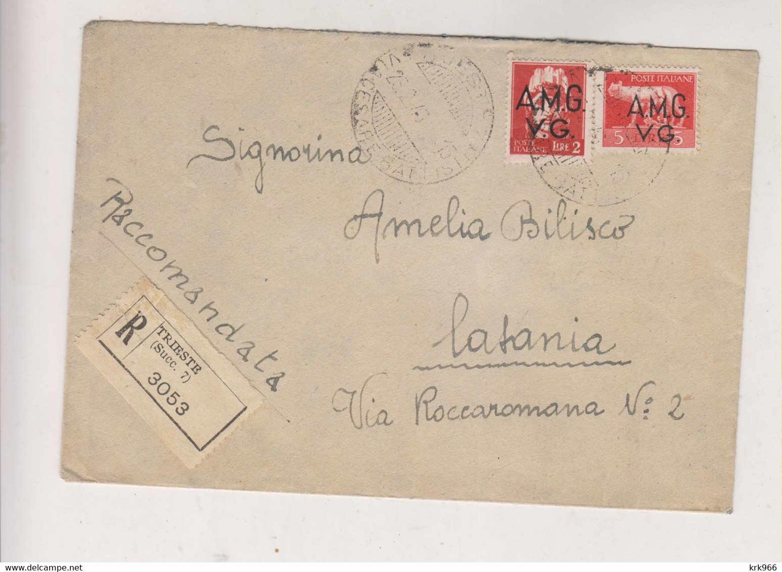 ITALY TRIESTE A 1946  AMG-VG   Nice  Registered Cover - Poststempel