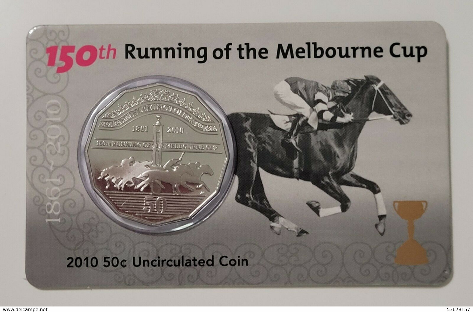 Australia - 50 Cents, 2010 150th Running Of The Melbourne Cup, BU, Card - Verzamelingen