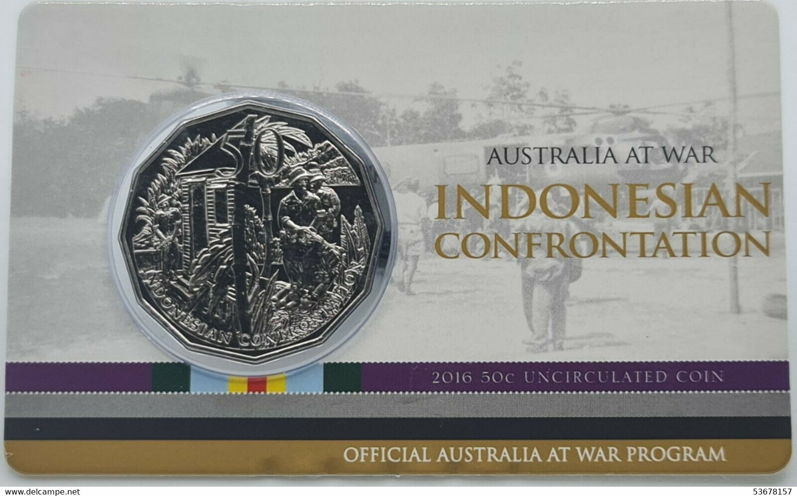 Australia - 50 Cents, 2016 Indonesia–Malaysia Confrontation, BU, Card - Collections