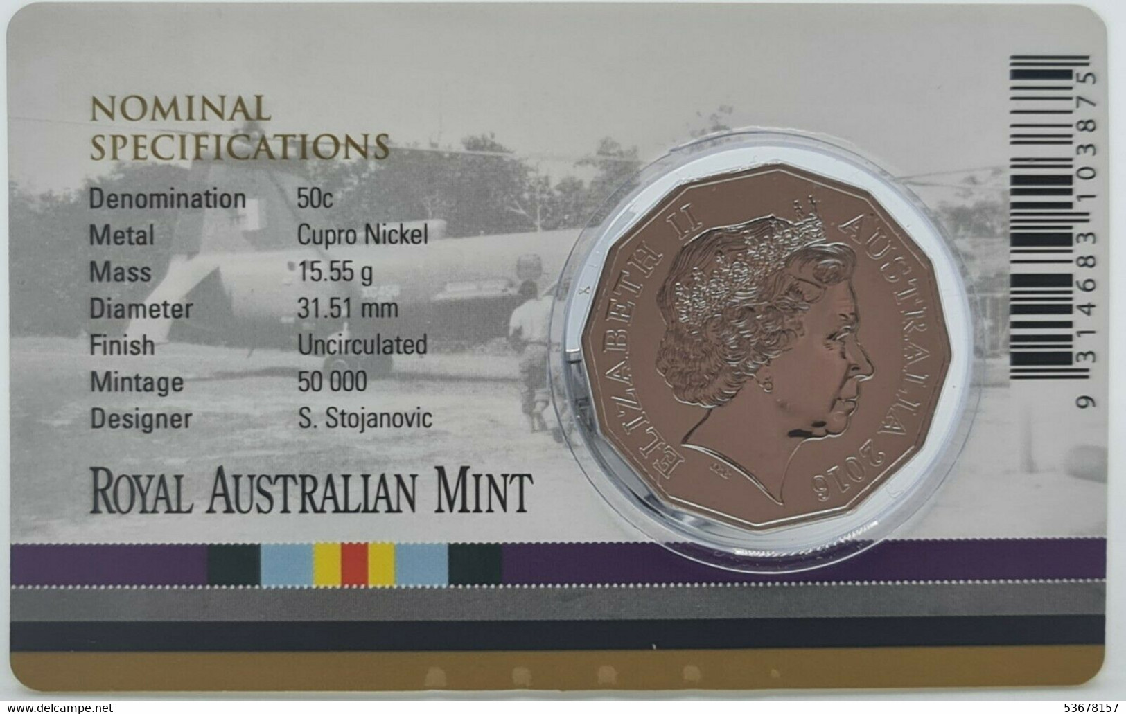 Australia - 50 Cents, 2016 Indonesia–Malaysia Confrontation, BU, Card - Collezioni