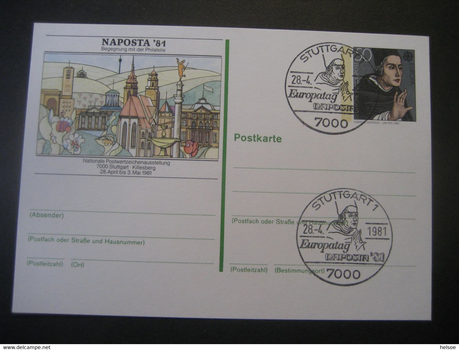 Deutschland 1981- Ganzsache Postkarte Naposta Mit Sonderstempel Stuttgart MiNr. PSo 6 - Postkaarten - Gebruikt