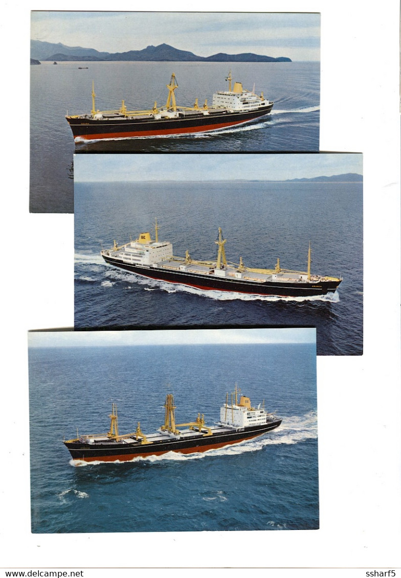 3 Colour Postcards EAST ASIATIC COMPANY Ø.K. M/S AZUMA M/S ARANYA M/S ATREVIDA 1970'ies - Handel