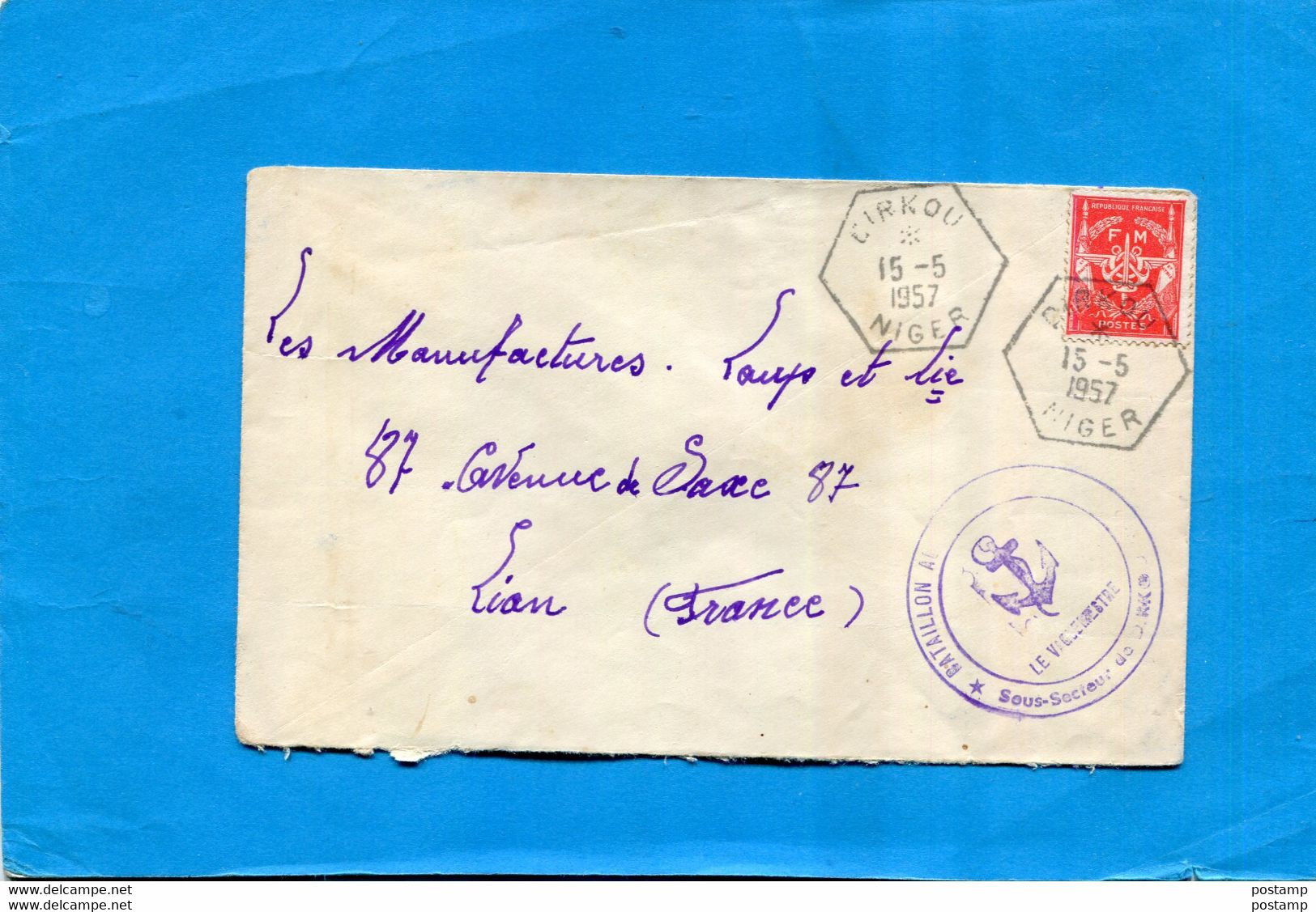 MARCOPHILIE* NIGER- LettreF M-N°12  Cad Hexagonal DIRKOU 1957-Cachet Sous Secteur - Lettres & Documents