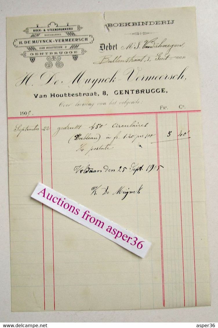 Boekbinderij H. De Muynck-Vermeersch, Van Houttestraat, Gentbrugge Gent 1905 - 1900 – 1949