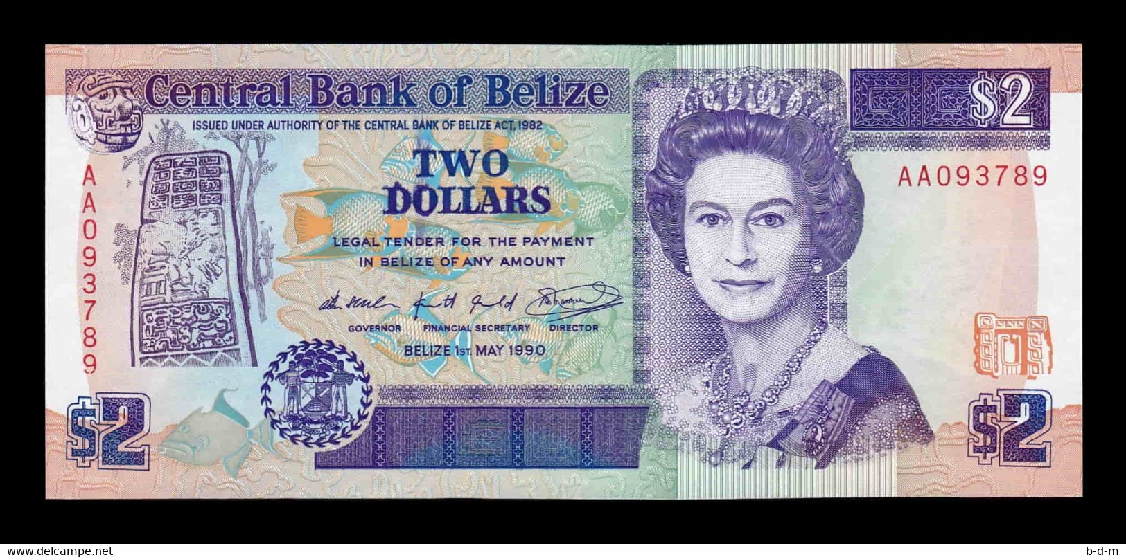 Belice Belize 2 Dollars Elizabeth II 1990 Pick 52a SC UNC - Belize