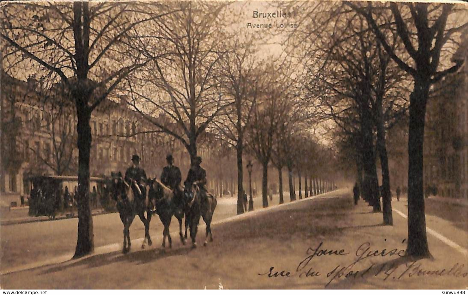 Ixelles - Avenue Louise (animée Cavaliers Tram Tramway Nels 1906) - Ixelles - Elsene