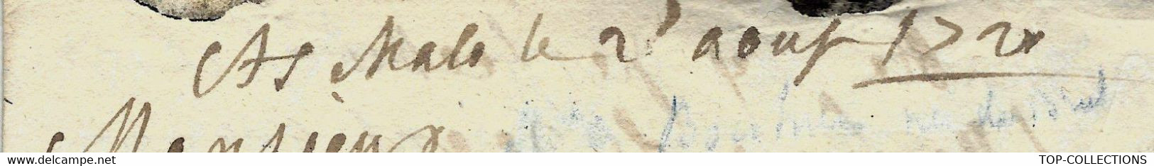 1720  MARQUE POSTALE  St Malo Saint-Malo => Dumesnil  Vitré  BRETAGNE NOBLESSE  NOMS cités  "Chateau doré"  sign.+texte