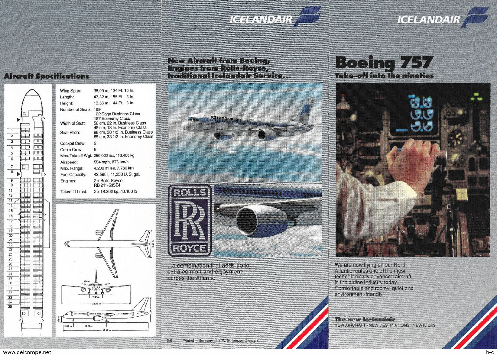 Aircraft / Avion Icelandair Publicity Leaflet - Boeing 757 - Publicités