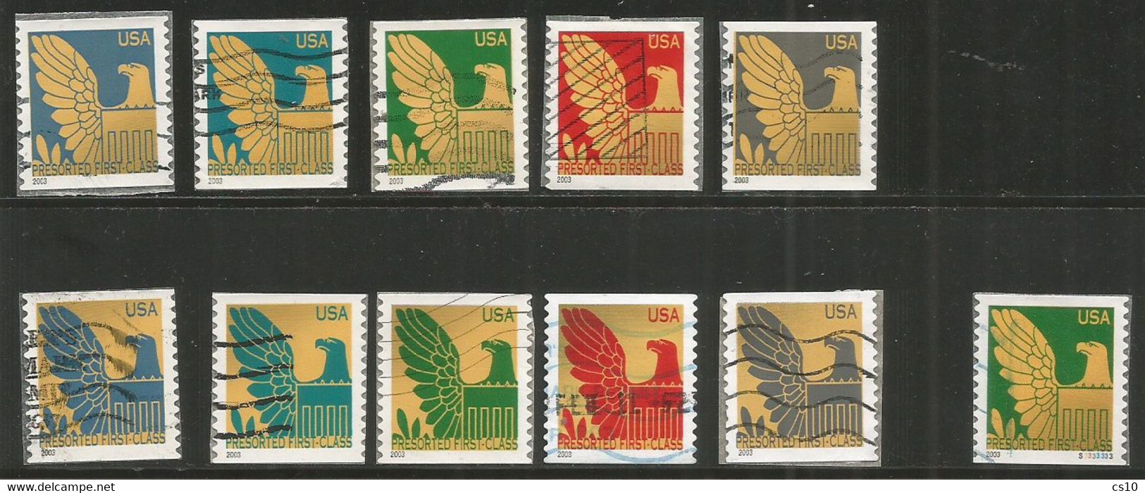 USA 2003 Presorted First Class Eagle SC. # 37923/801 Cpl 10v Set + 3796A Coil Number REALLY CANCELLED By USPS - Coils & Coil Singles