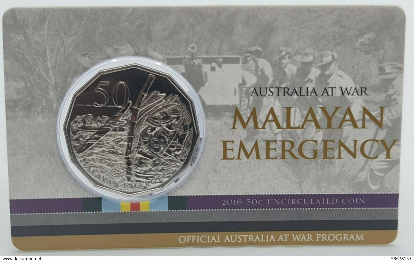 Australia - 50 Cents, 2016 Malayan Emergency, BU, Card - Sammlungen