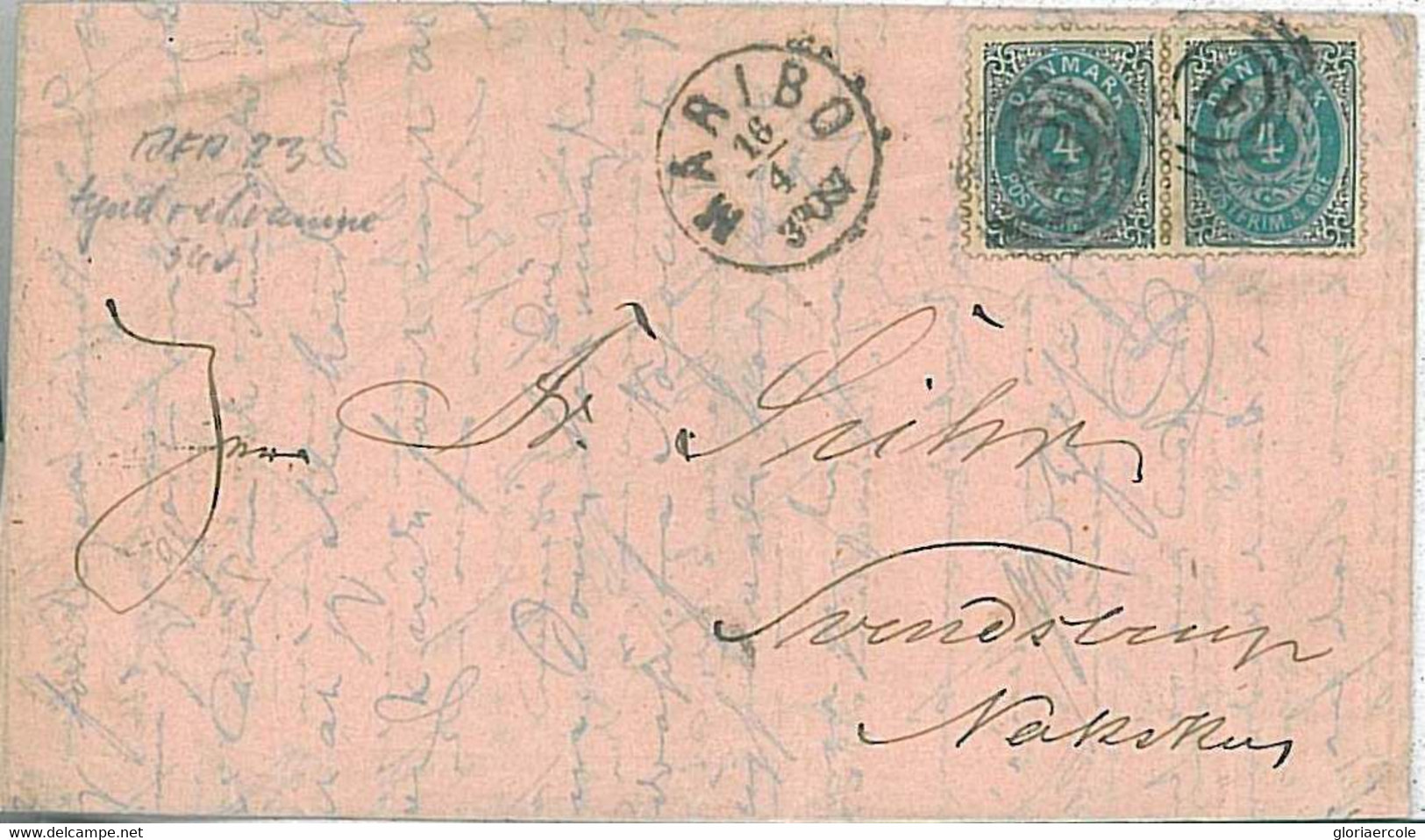 27229  - DENMARK  - Postal History - COVER From MARIBO 1883 - FULL CONTENTS - Covers & Documents